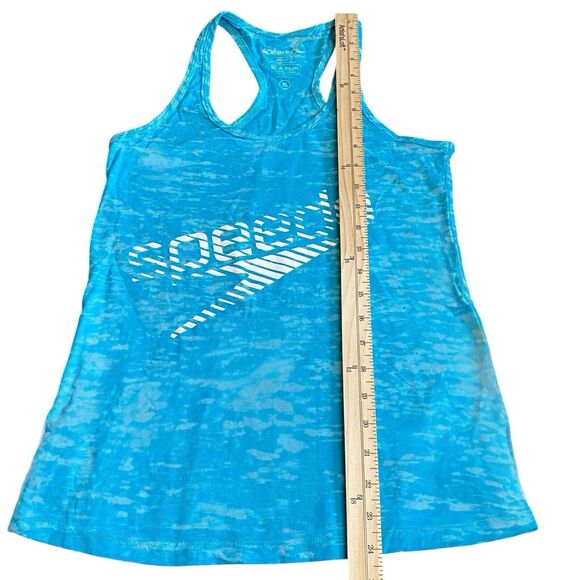 Speedo Sheer Blue and White Racer Back Workout Yoga Running Exercise Top Sz S - Picture 5 of 5